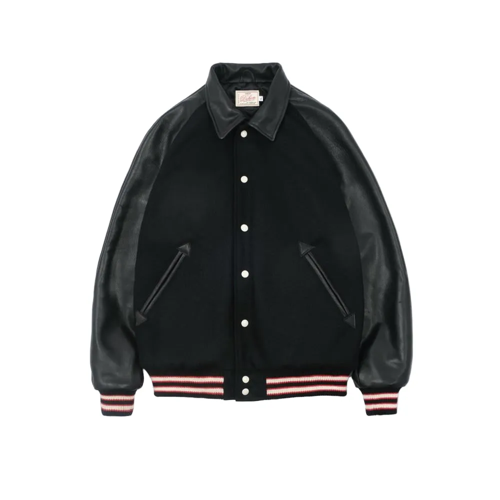 Varsity Jacket | Black Wool/Leather sold by Fontenelle Supply Co.