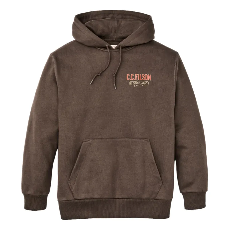 Prospector Graphic Hoodie | Logging Graphic Dark Brown made by Filson