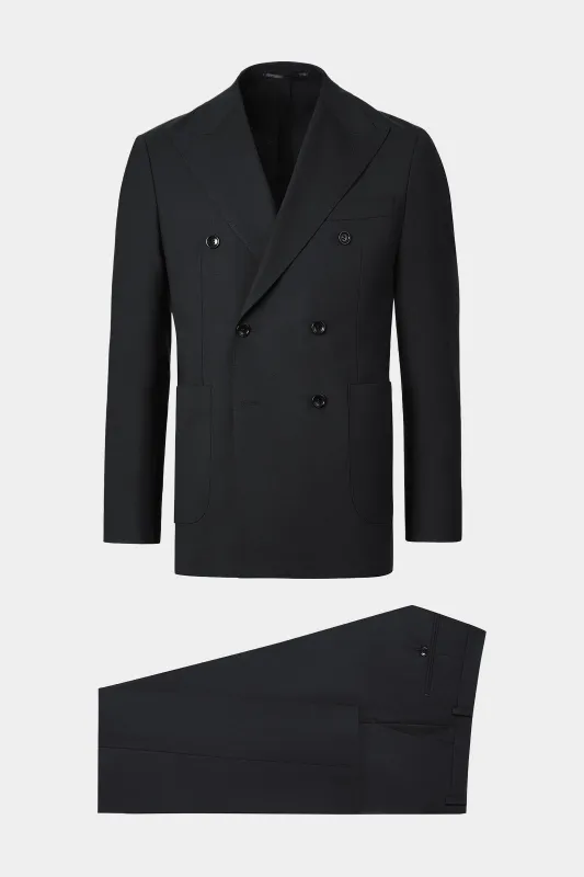 Costume croisé en laine stretch - Noir made by Danyberd