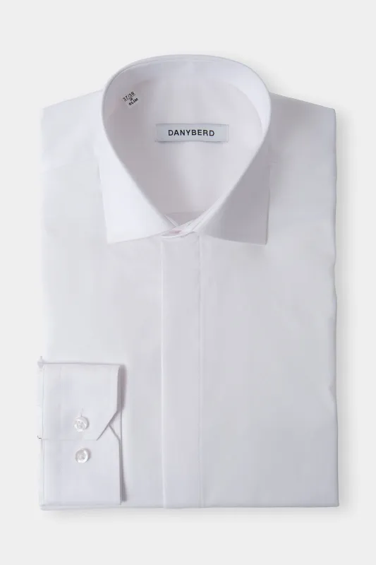 Chemise col français - Boutons cachés - Blanche made by Danyberd