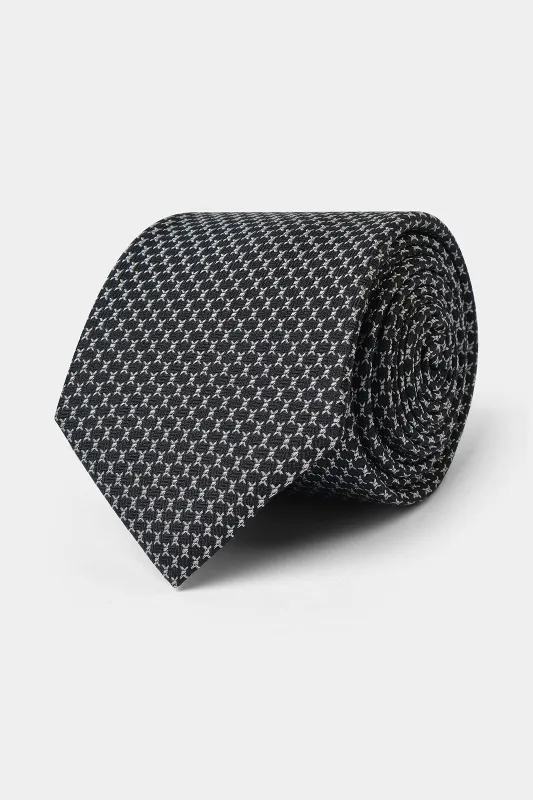 Cravate 100 % soie - Noir à motifs blanc made by Danyberd