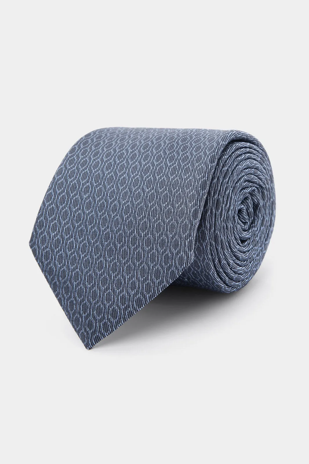Cravate 100% soie - Bleu acier à motif géométrique sold by Danyberd