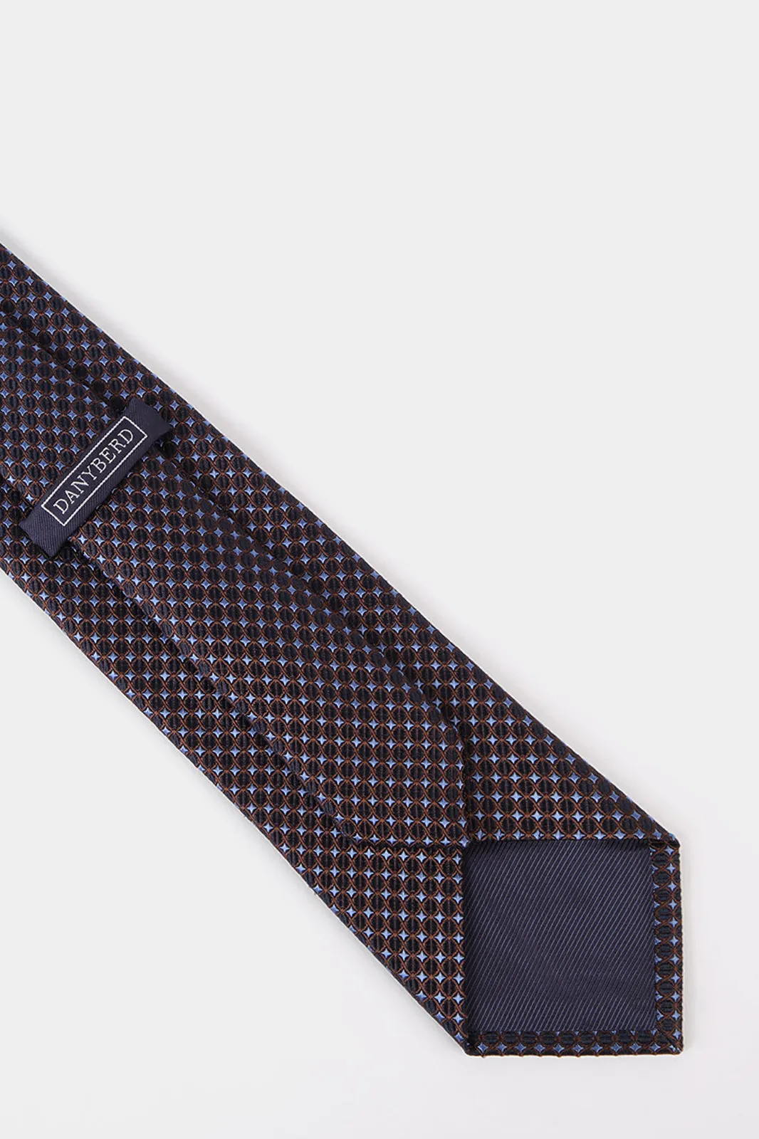 Cravate 100% soie - Bleu et marron à motif en losanges sold by Danyberd product image thumbnail 2