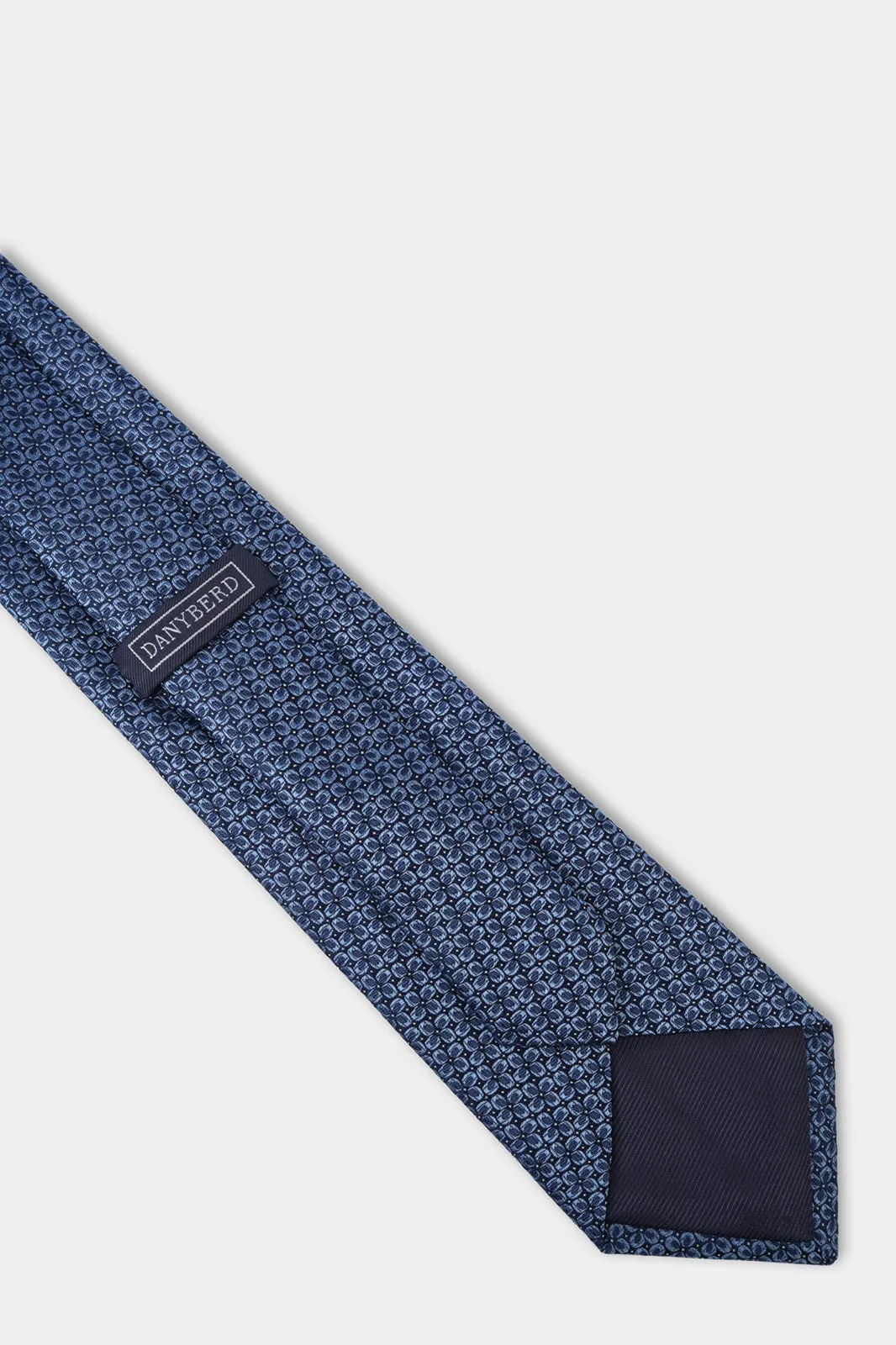 Cravate 100% soie - Marine à motif fleurs bleu ciel sold by Danyberd product image thumbnail 3