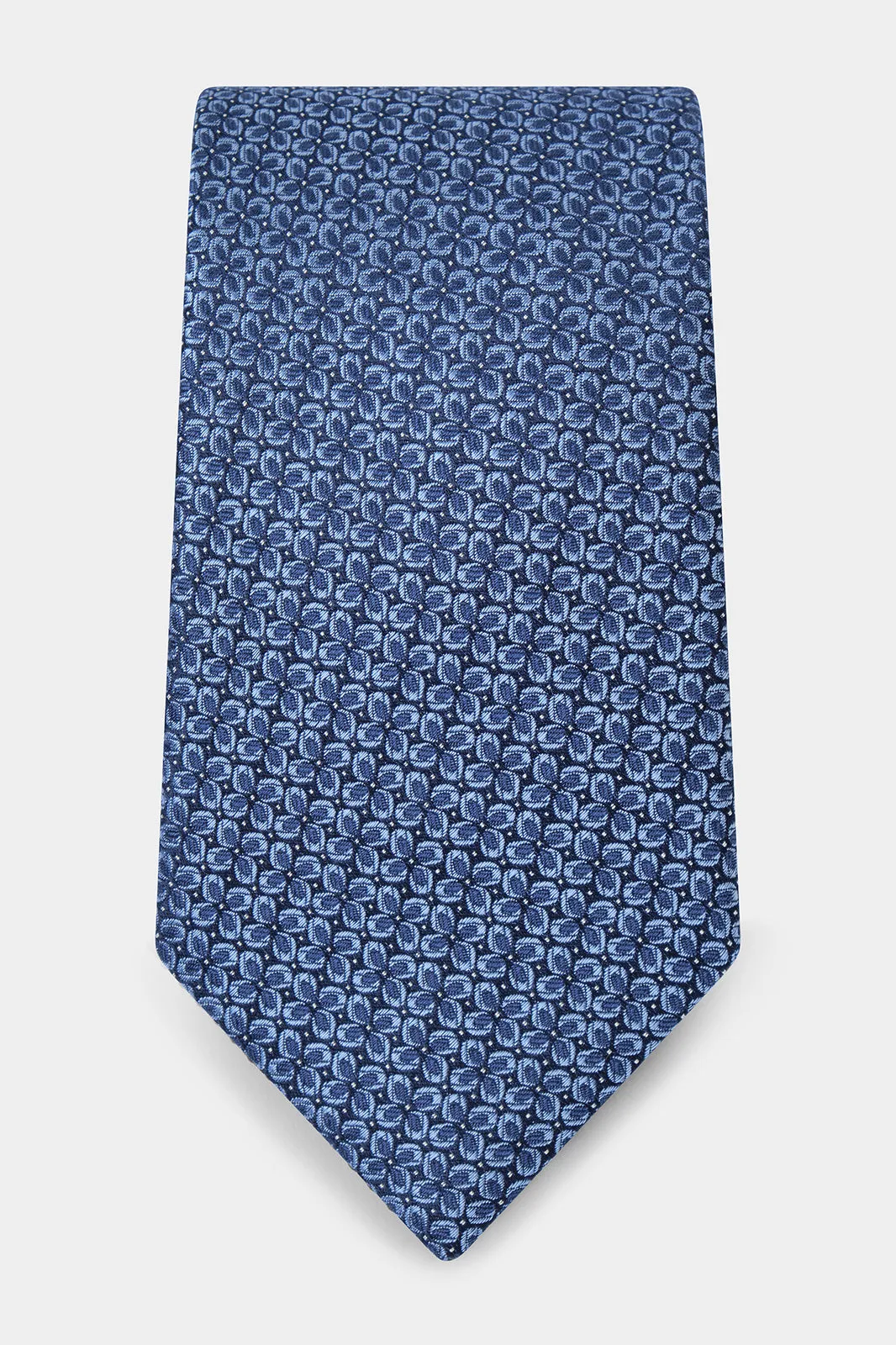 Cravate 100% soie - Marine à motif fleurs bleu ciel sold by Danyberd product image thumbnail 2