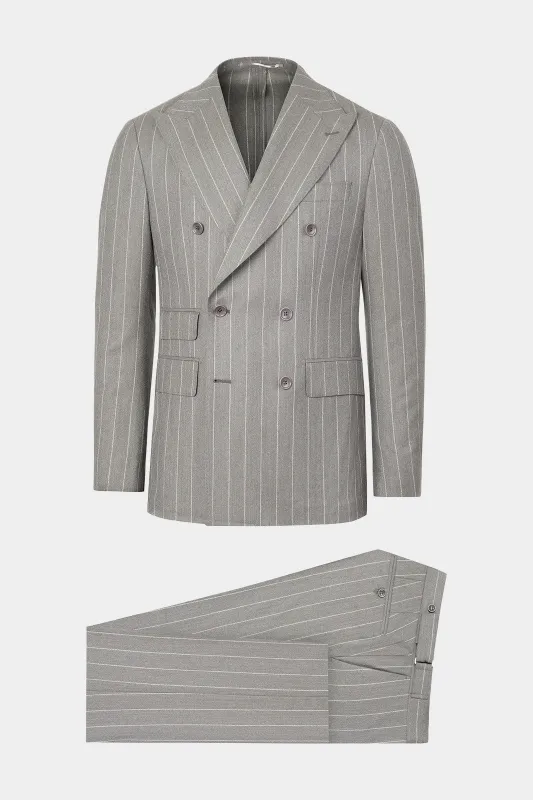 Costume croisé et pantalon patte de serrage - Gris à rayures made by Danyberd