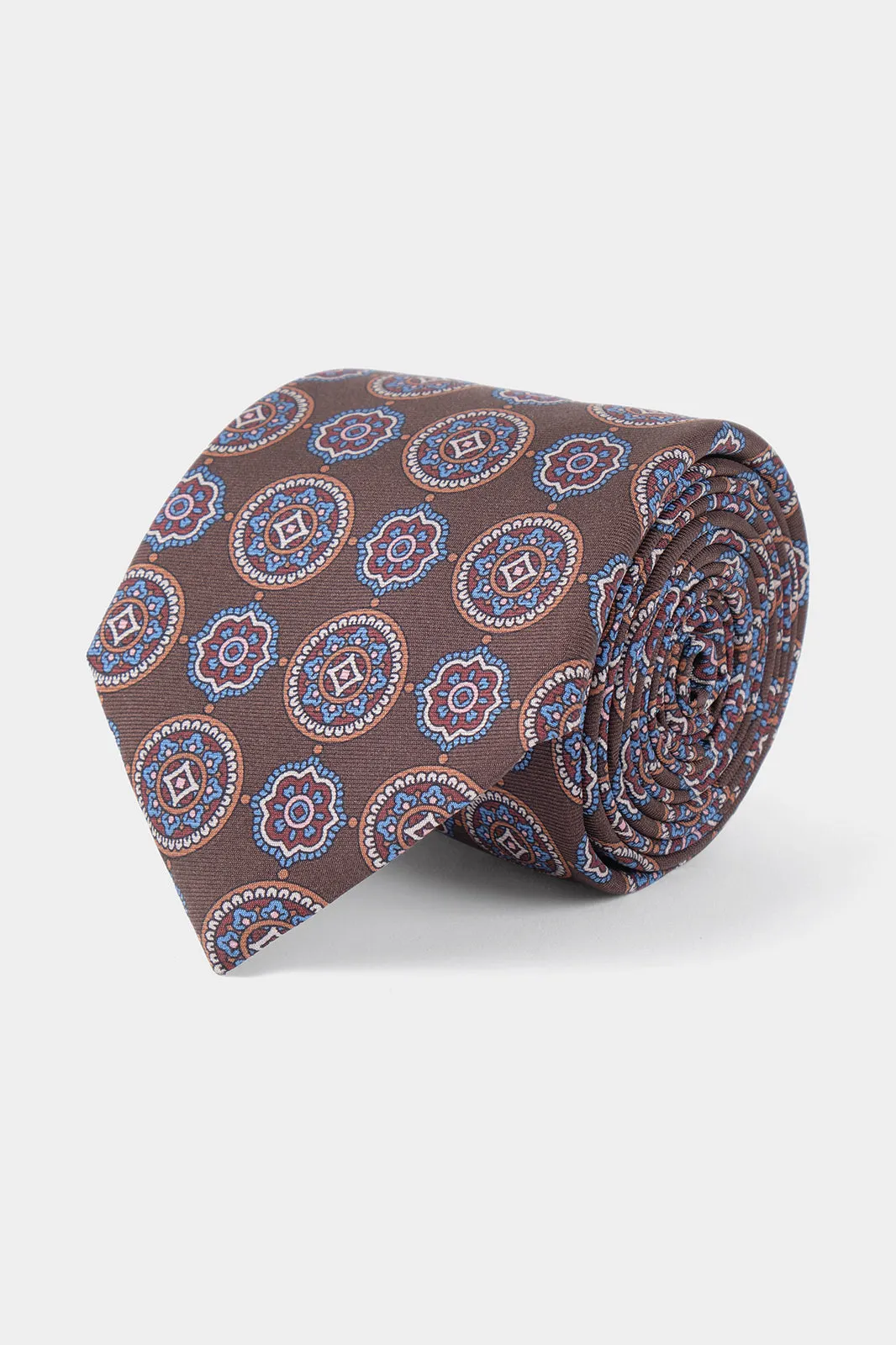 Cravate 100% soie - Marron à motifs fleurs sold by Danyberd