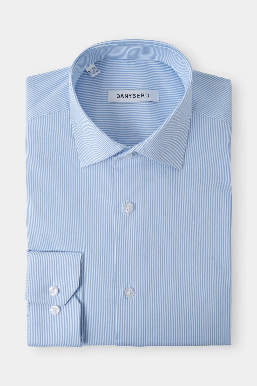 Chemise col français à rayures - Confort - Blanche et bleu sold by Danyberd
