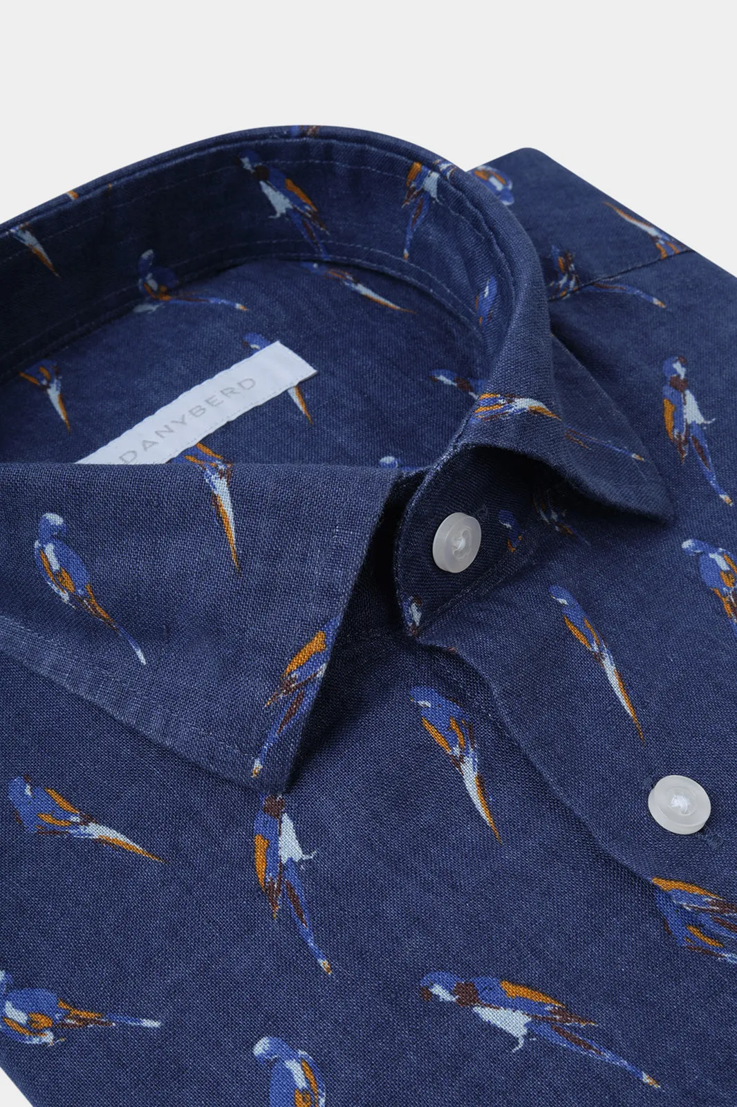 Chemise en lin col français - Marine à motifs perroquets sold by Danyberd product image thumbnail 2