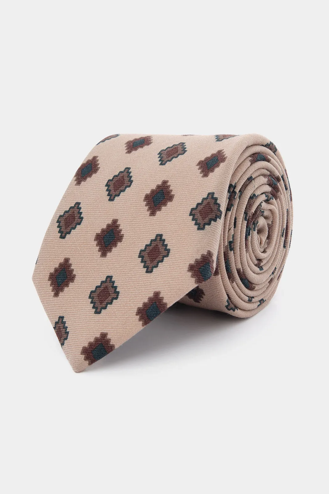 Cravate 100% soie - Beige motifs ethniques sold by Danyberd