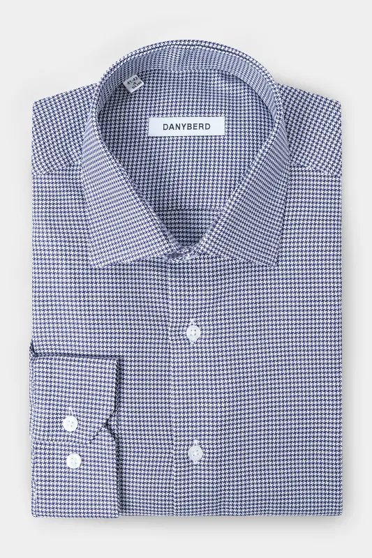 Chemise col français avec petit pieds de poule - Marine made by Danyberd