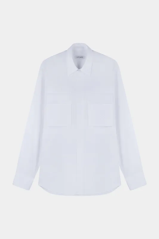 Chemise col souple confort deux grandes poches - Blanche made by Danyberd