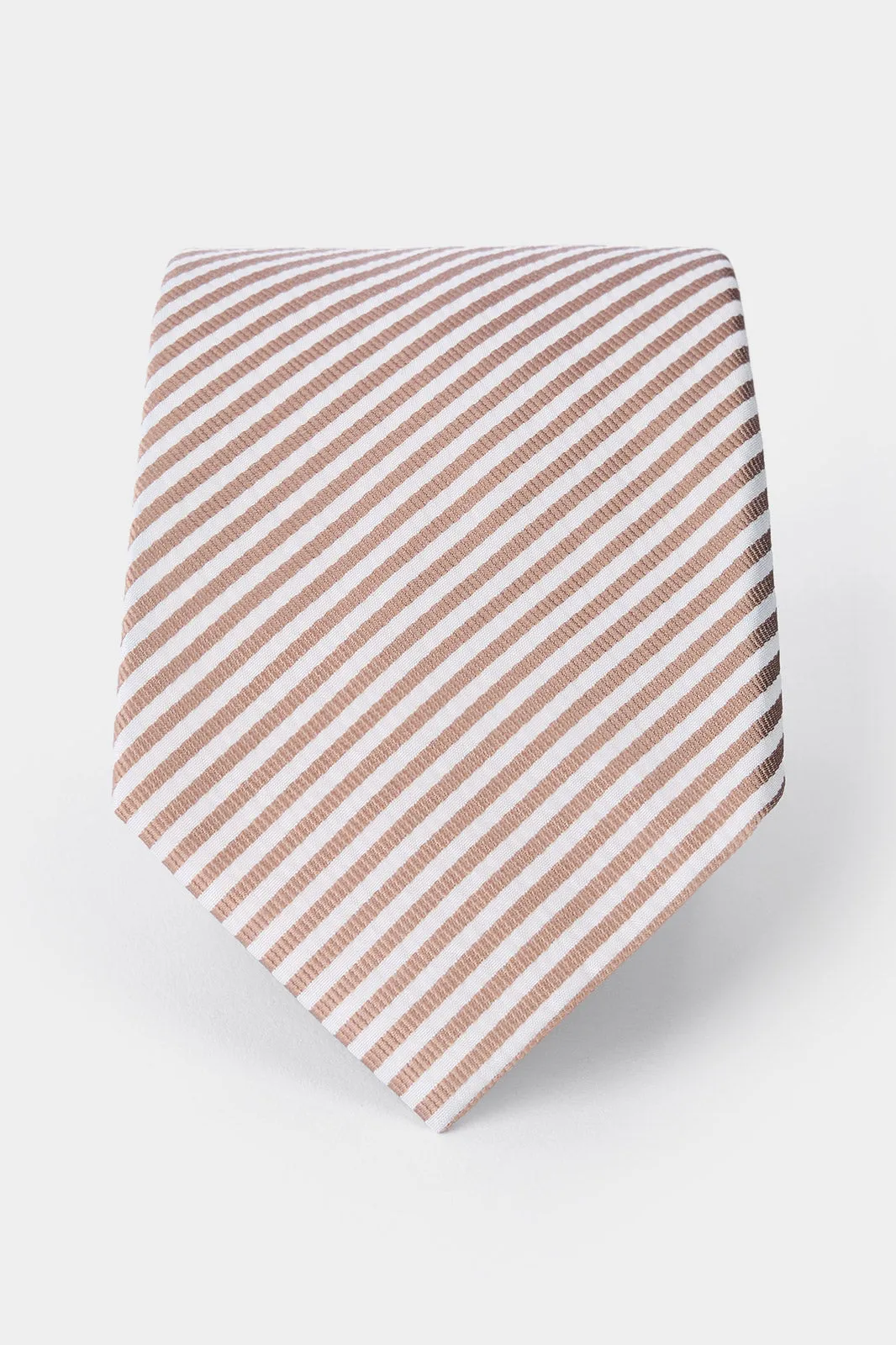 Cravate 100% soie - Fond Blanc rayure Beige Clair sold by Danyberd product image thumbnail 2