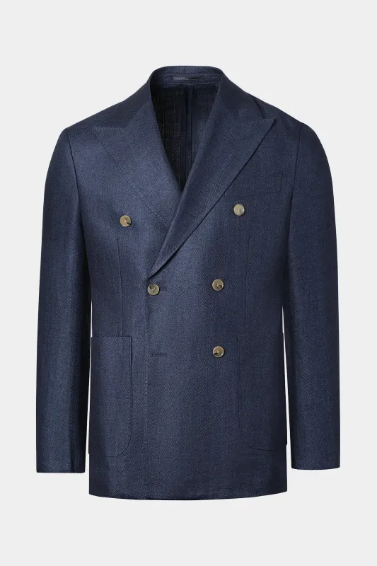 Blazer croisé en lin et soie - Marine made by Danyberd