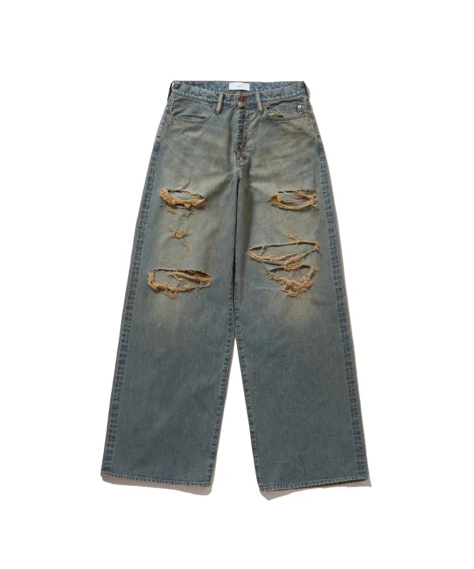 DAMAGED MODERN DENIM PANTS WIDE CUT sold by Sugarhill