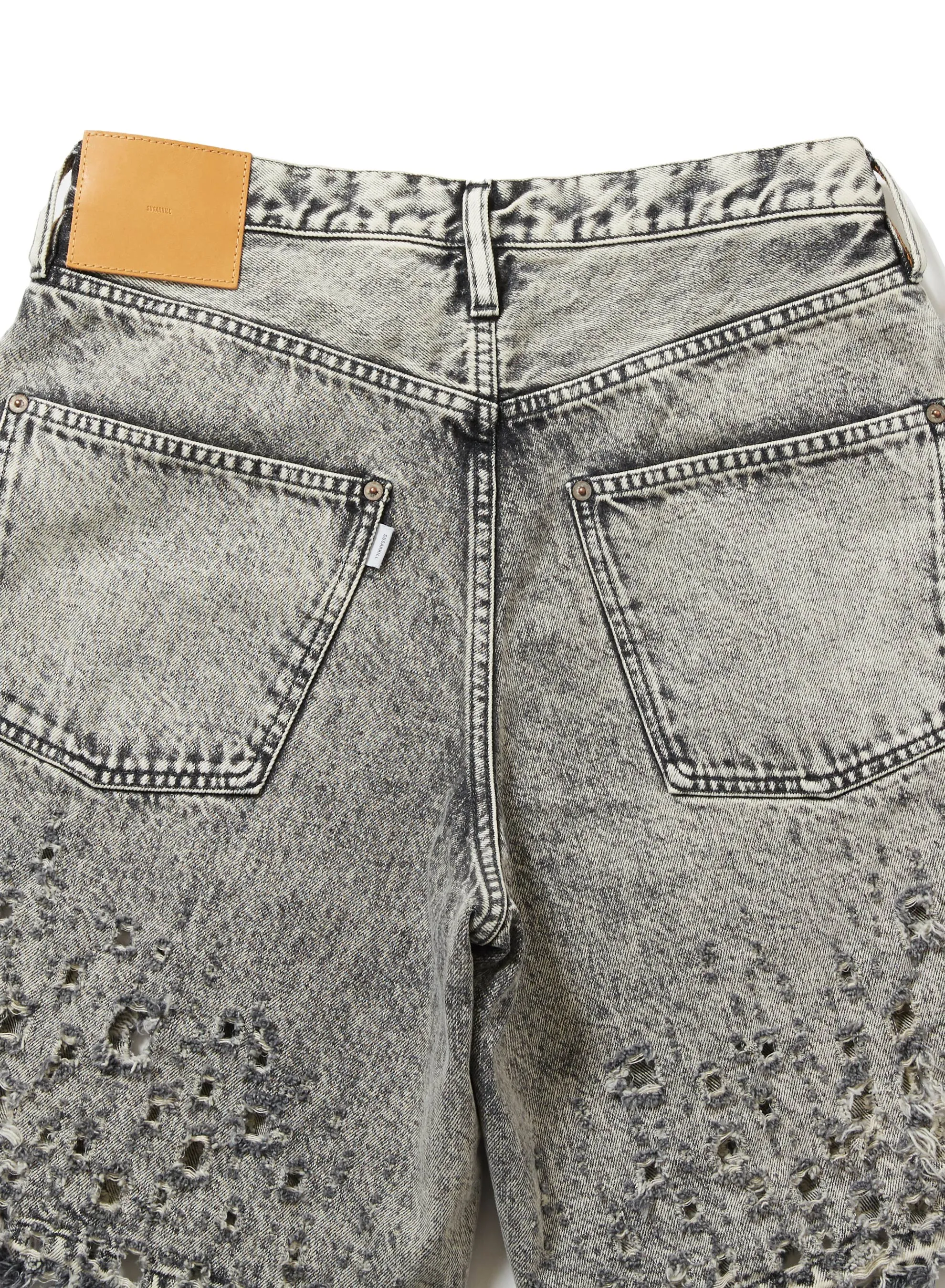 CRASHED BLACK MODERN DENIM WIDE SHORTS sold by Sugarhill product image thumbnail 5