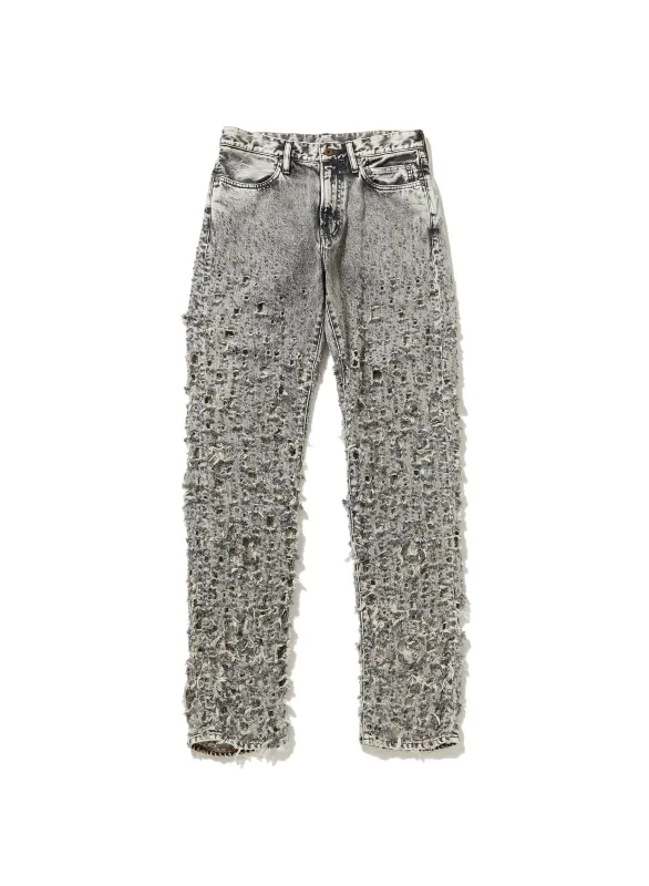 CRASHED BLACK MODERN DENIM REGULAR TROUSERS made by Sugar Hill Tokyo