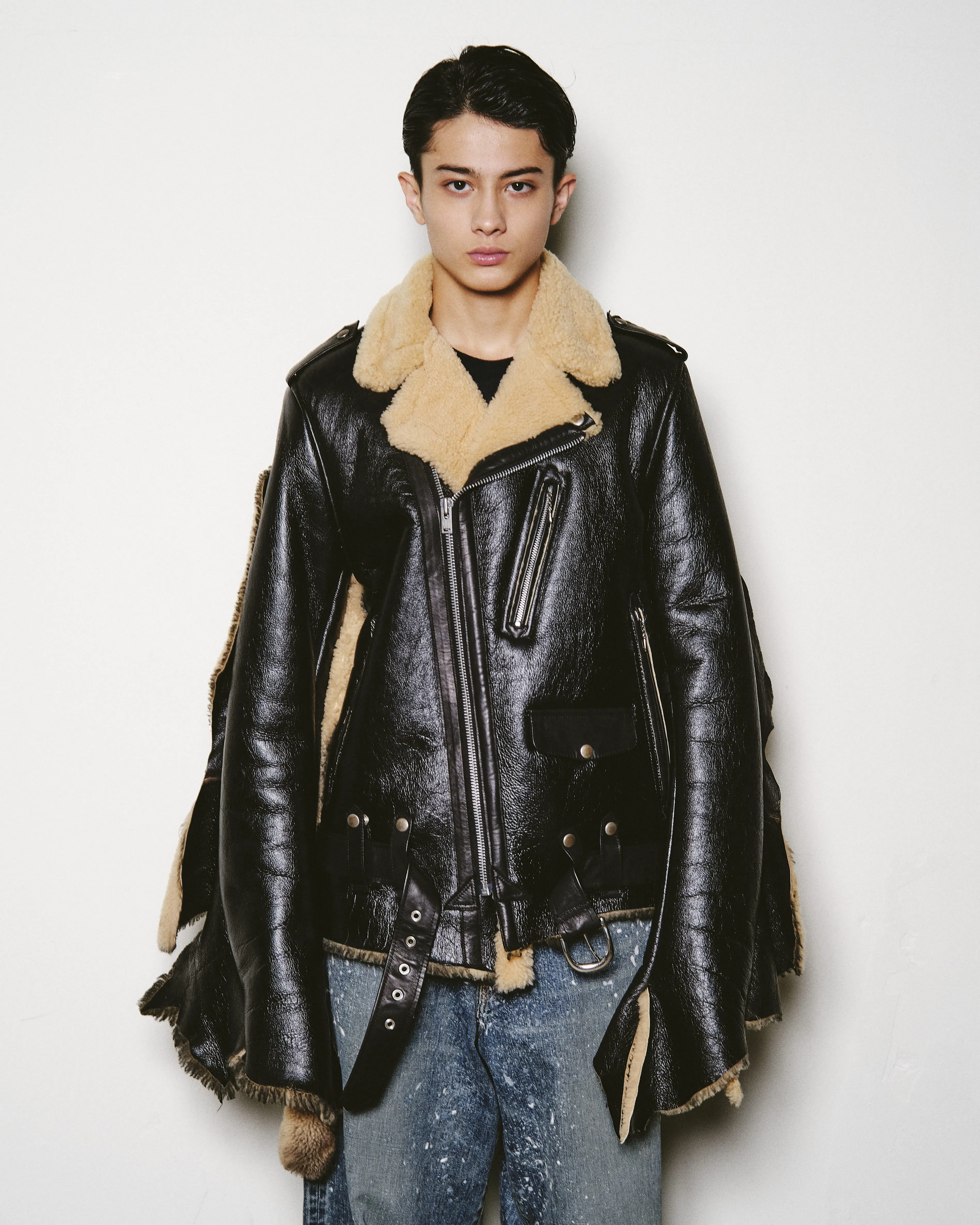 SHEARLING LEATHER BIKER'S JACKET sold by Sugarhill product image thumbnail 3