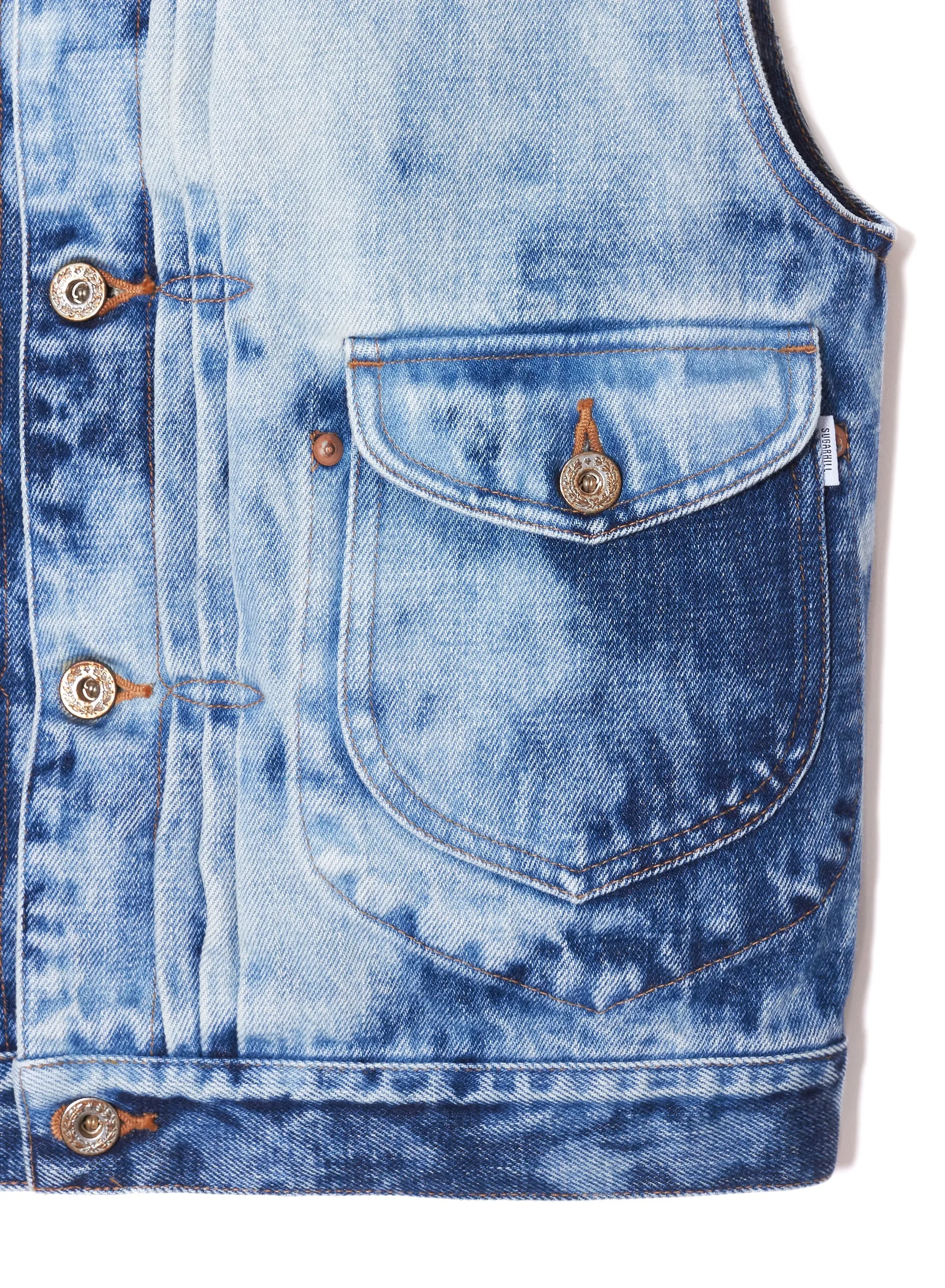 RANDOM BLEACH CLASSIC DENIM VEST sold by Sugarhill product image thumbnail 5