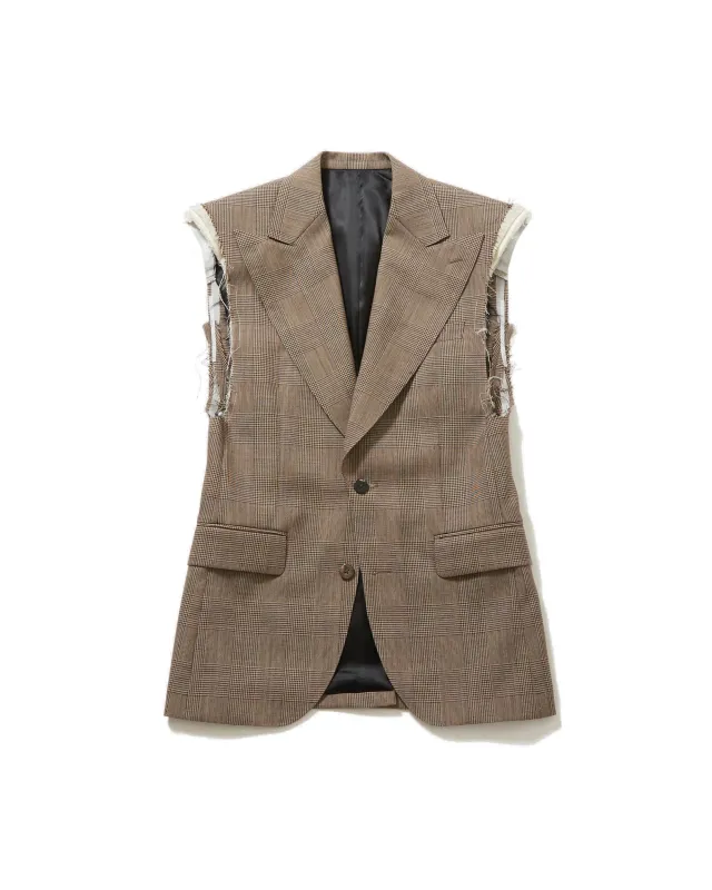 GREN CHECK SLEEVELESS TAILORED VEST made by Sugar Hill Tokyo