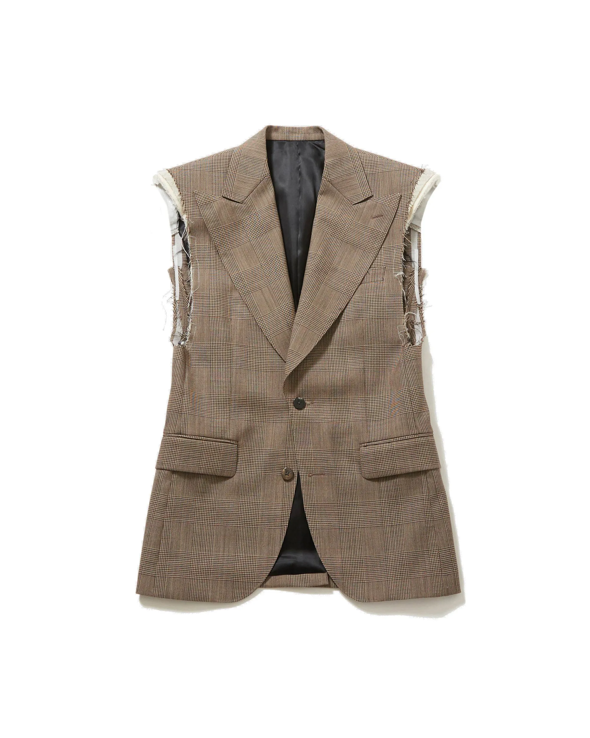 GREN CHECK SLEEVELESS TAILORED VEST sold by Sugarhill