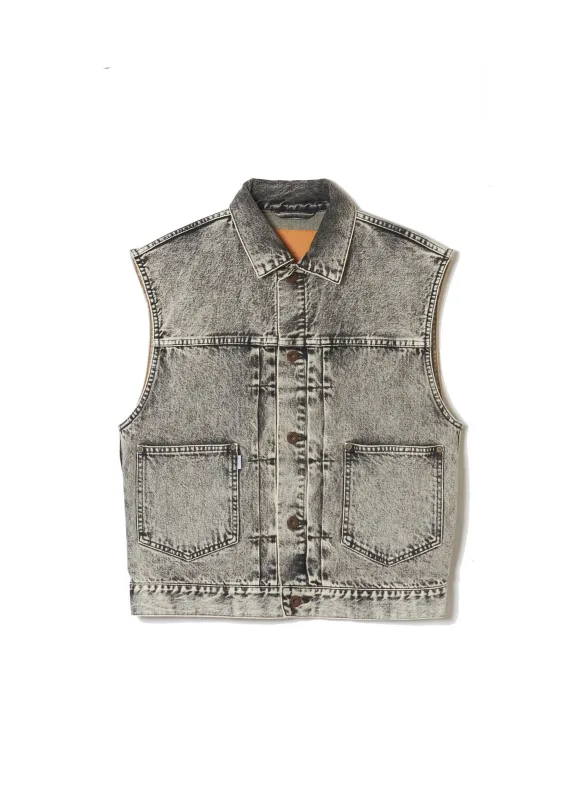 ACID WASHED MODERN DENIM VEST made by Sugar Hill Tokyo