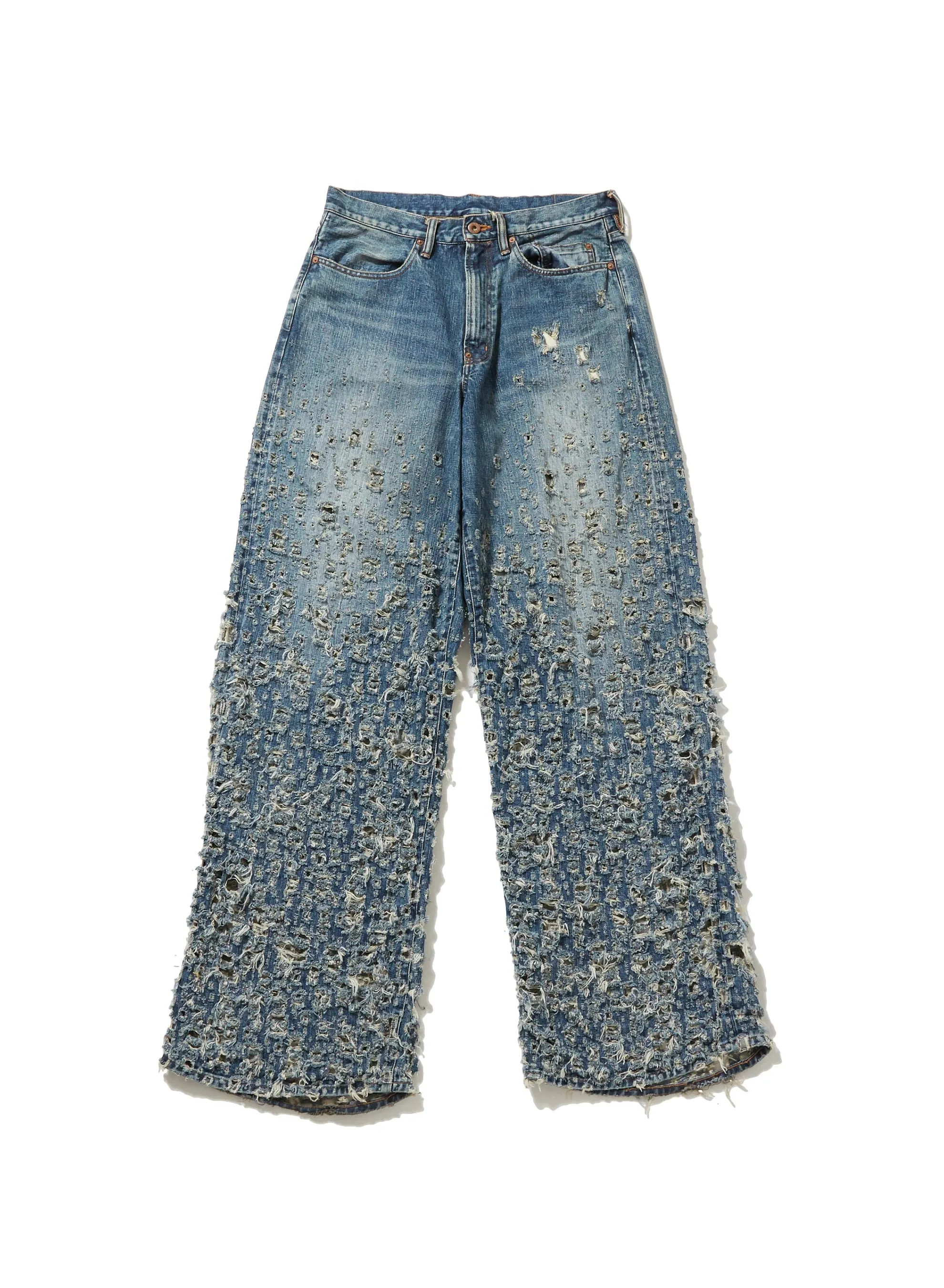 CRASHED MODERN DENIM WIDE TROUSERS sold by Sugarhill