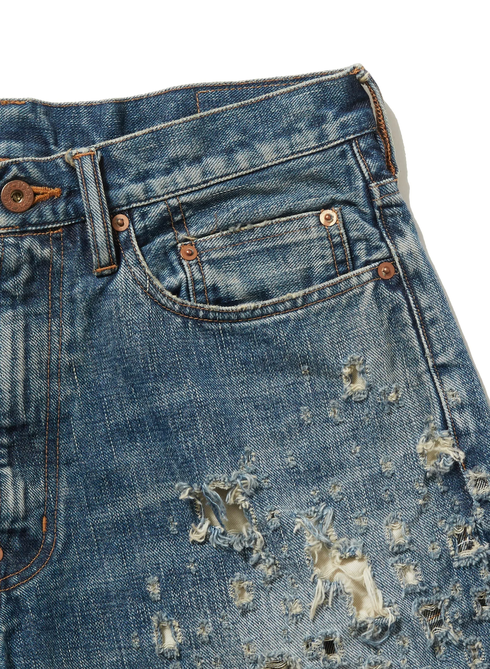 CRASHED MODERN DENIM WIDE SHORTS sold by Sugarhill product image thumbnail 4
