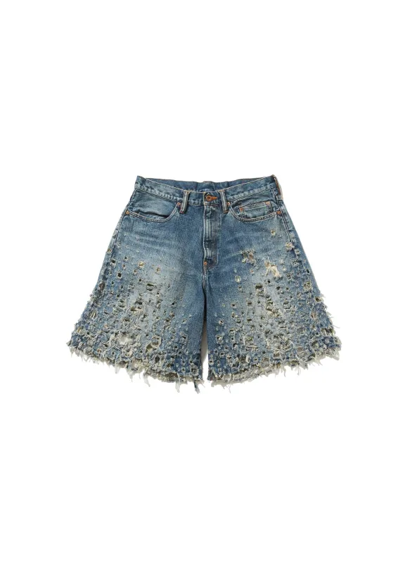 CRASHED MODERN DENIM WIDE SHORTS sold by Sugarhill
