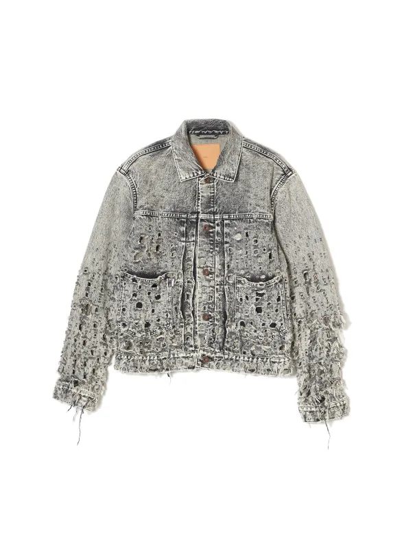 CRASHED BLACK MODERN DENIM JACKET made by Sugar Hill Tokyo
