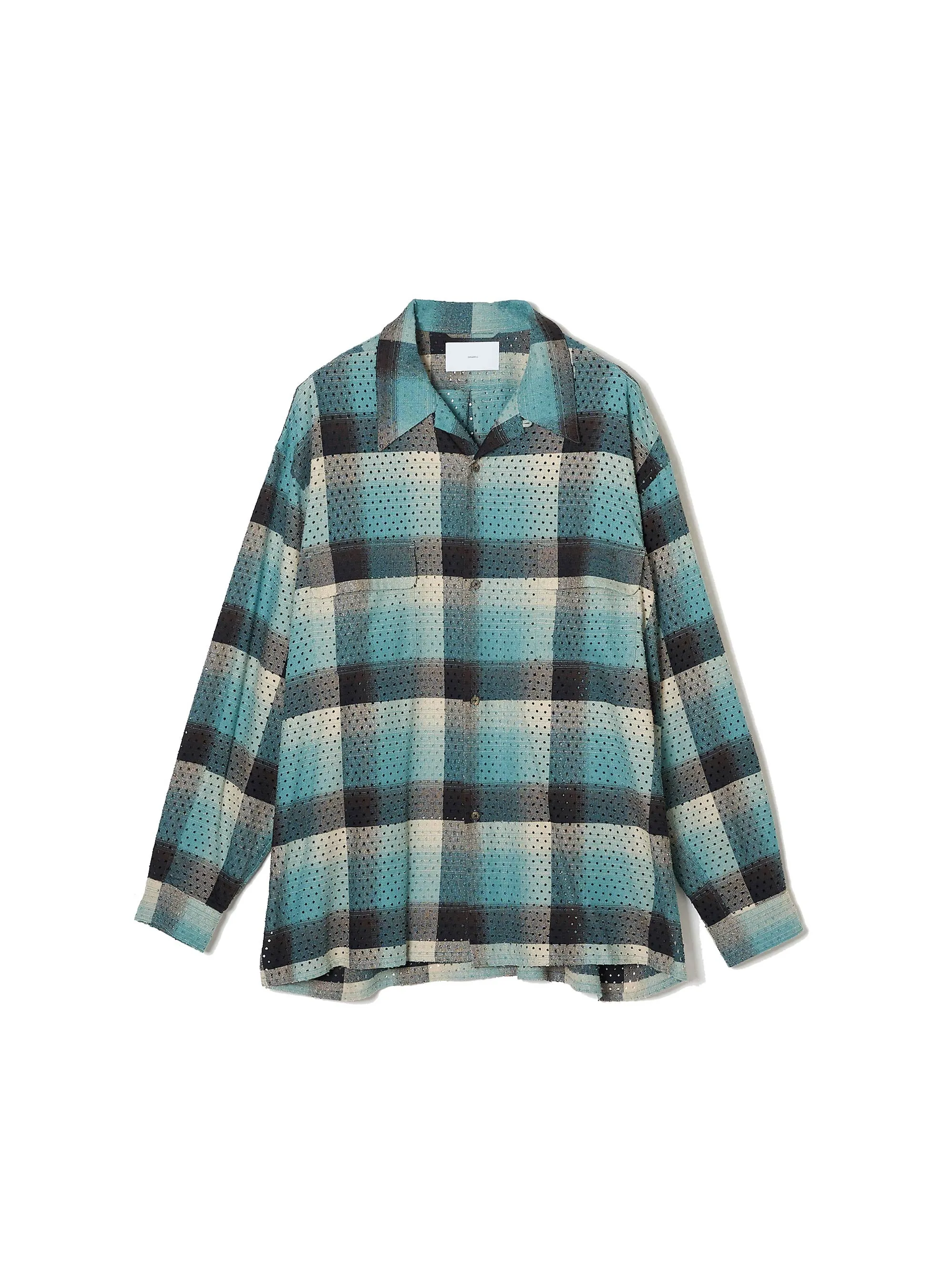 PUNCHING RAYON OMBRE PLAID OPEN COLLAR BLOUSE sold by Sugarhill product image thumbnail 3