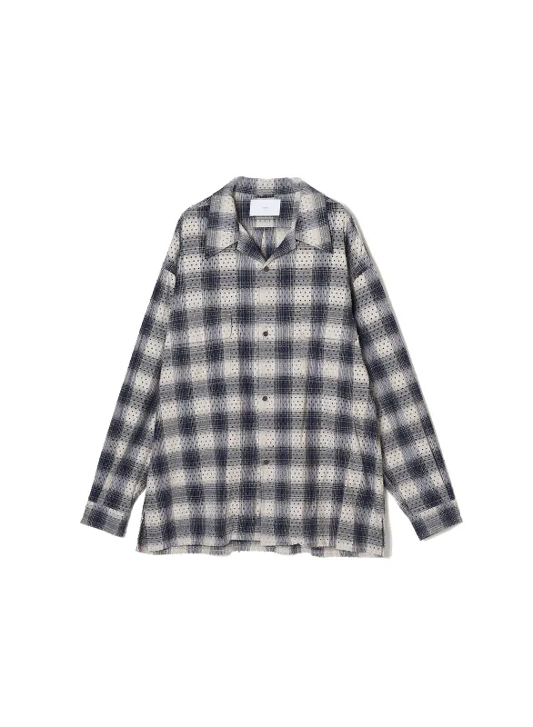 PUNCHING YAK OMBRE PLAID OPEN COLLAR BLOUSE made by Sugarhill