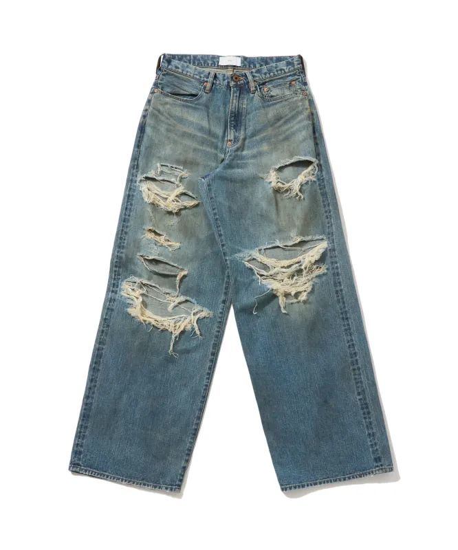 DESTRESSED MODERN DENIM WIDE CUT made by Sugar Hill Tokyo