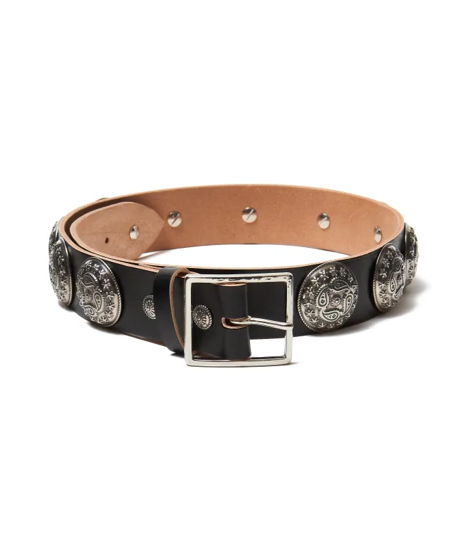 CONCHO LEATHER WIDE BELT made by Sugar Hill Tokyo