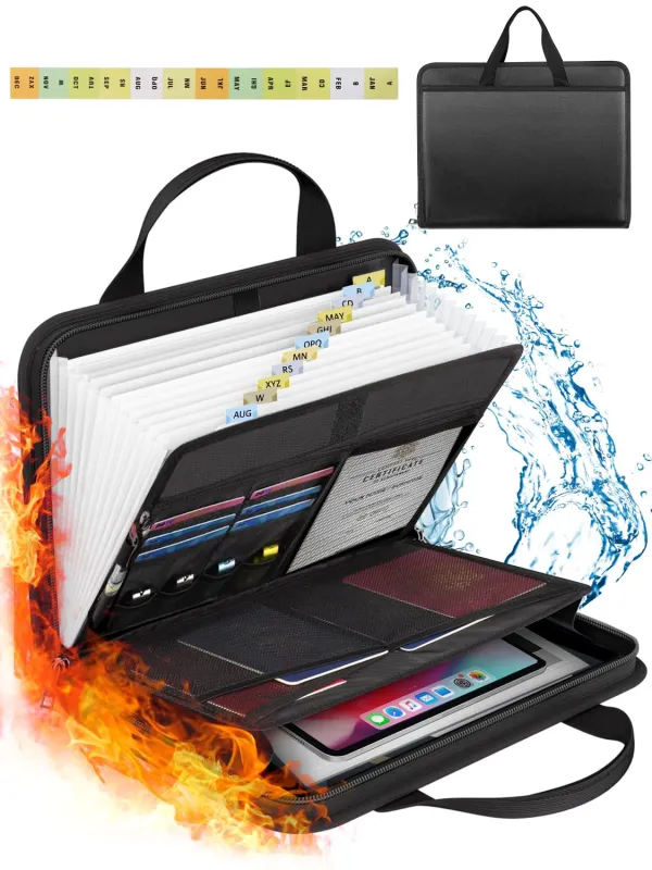 onvvippiv Important Document Organizer Folio Accordion File Organizer Fireproof Expanding File Folder Storage Box with Zipper Labels 13 Pockets for Business Office Receipt Travel made by House of Charmz & More