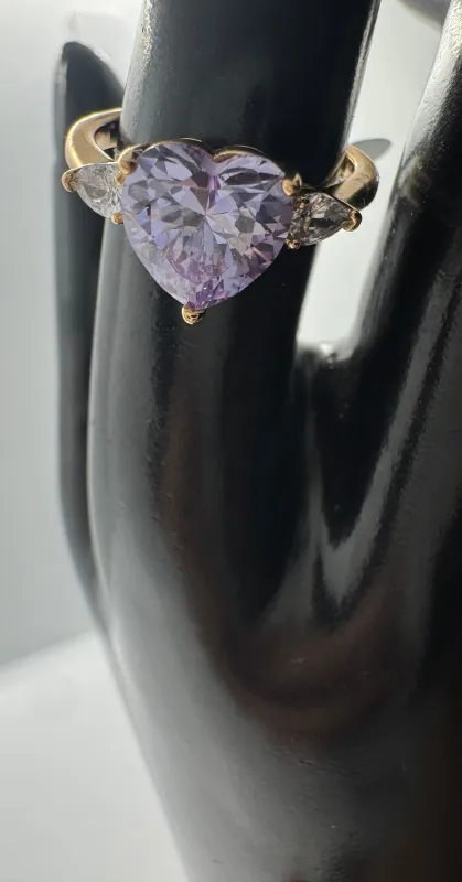 Purple Diamond Ring Size 8 made by House of Charmz & More