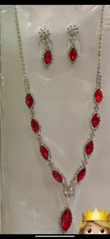Red Tear Drop Neckalace Set made by House of Charmz & More