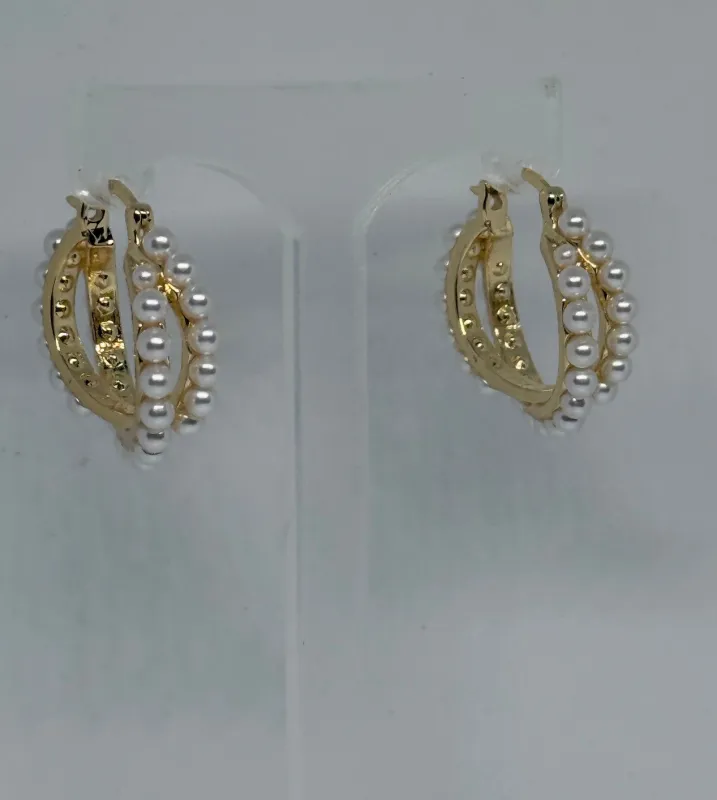 Huggie Size Pearl Hoops made by House of Charmz & More