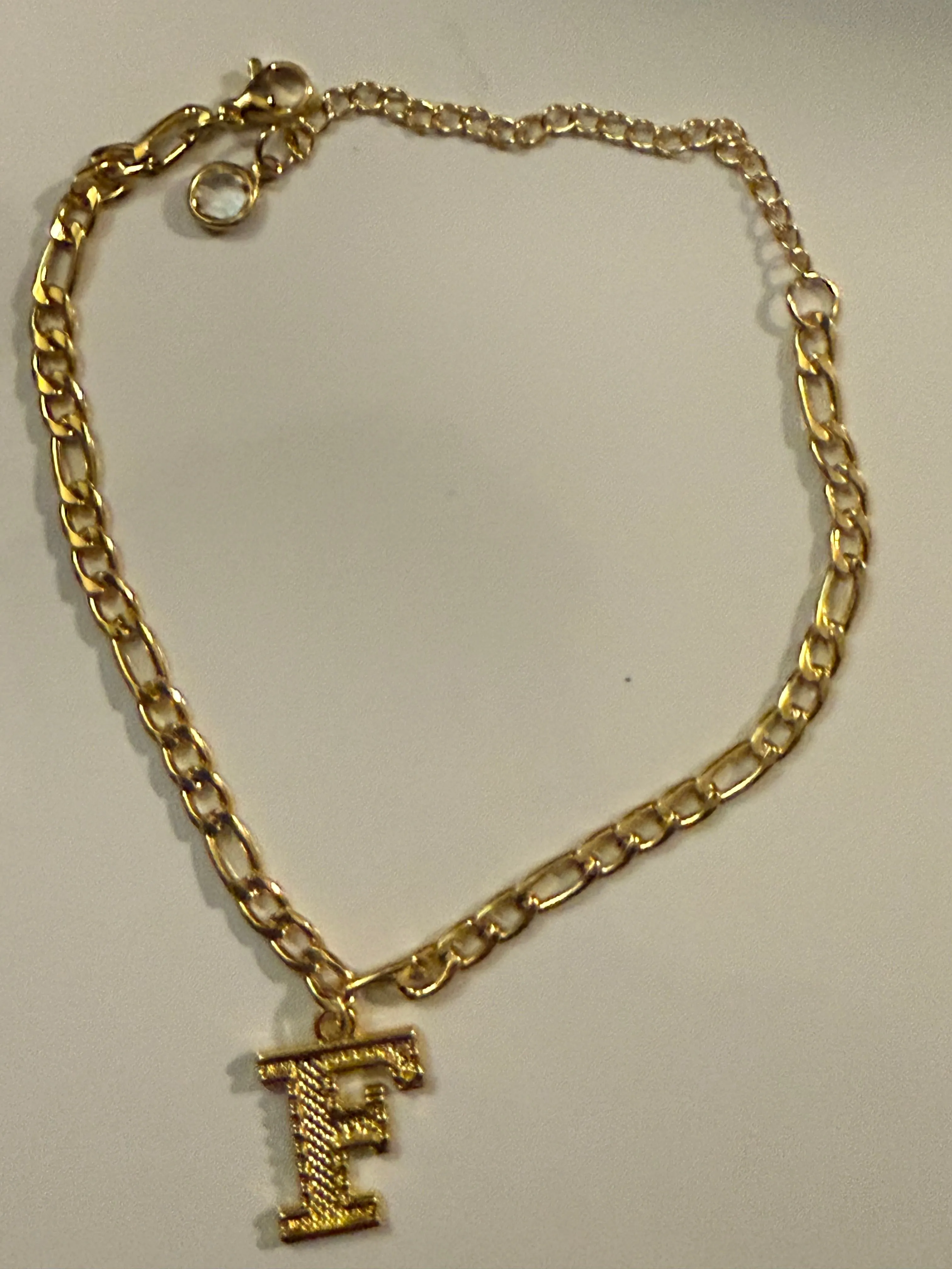 14k Gold Plated Initial F Anklet sold by House of Charmz & More
