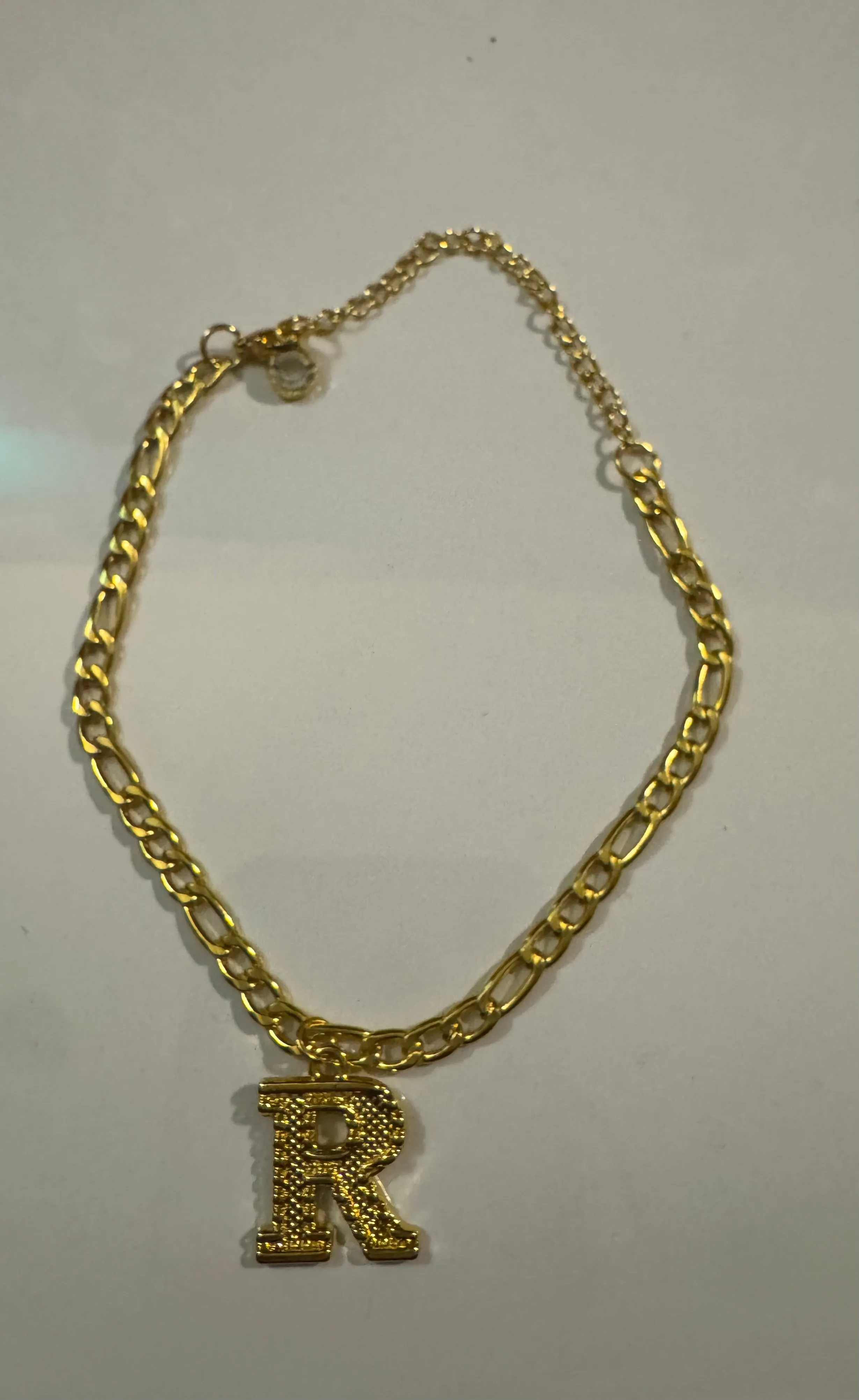 14k Gold plated R Anklet sold by House of Charmz & More