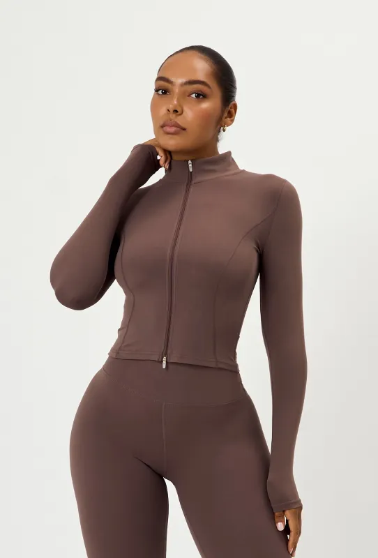 Sculpt Zip Long Sleeve - Soft Cocoa sold by Matte Collection