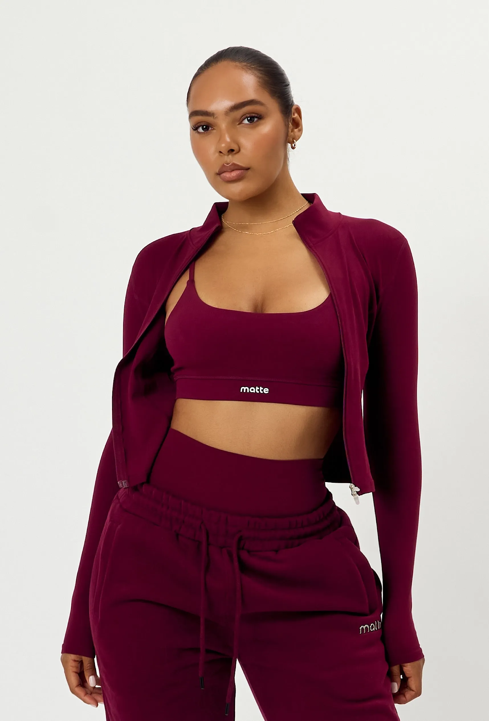 Sculpt Zip Long Sleeve - Burgundy sold by Matte Collection product image thumbnail 2