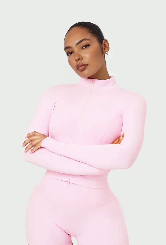Sculpt Zip Long Sleeve - Ballet Pink sold by Matte Collection