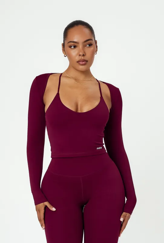 Align Long Sleeve Crop Top - Burgundy sold by Matte Collection