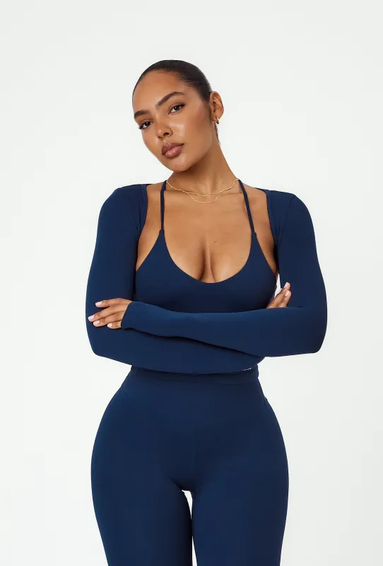 Align Long Sleeve Crop Top - Navy sold by Matte Collection