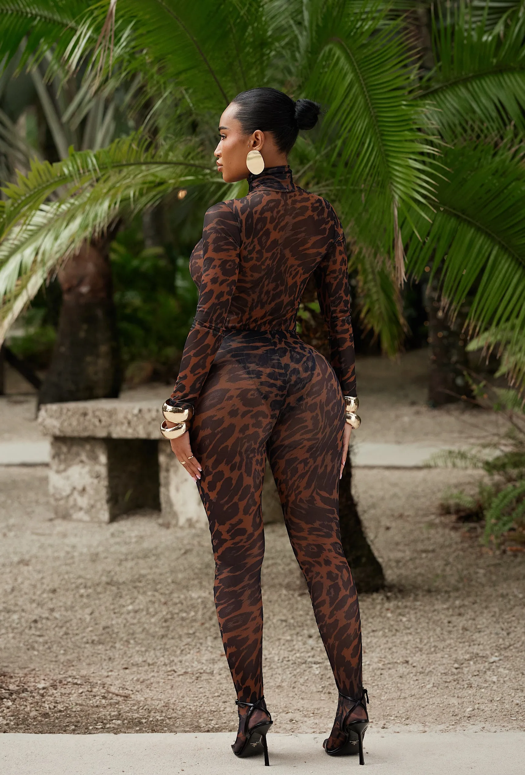 Orion Mesh Closed Toe Legging Set - Leopard sold by Matte Collection product image thumbnail 4