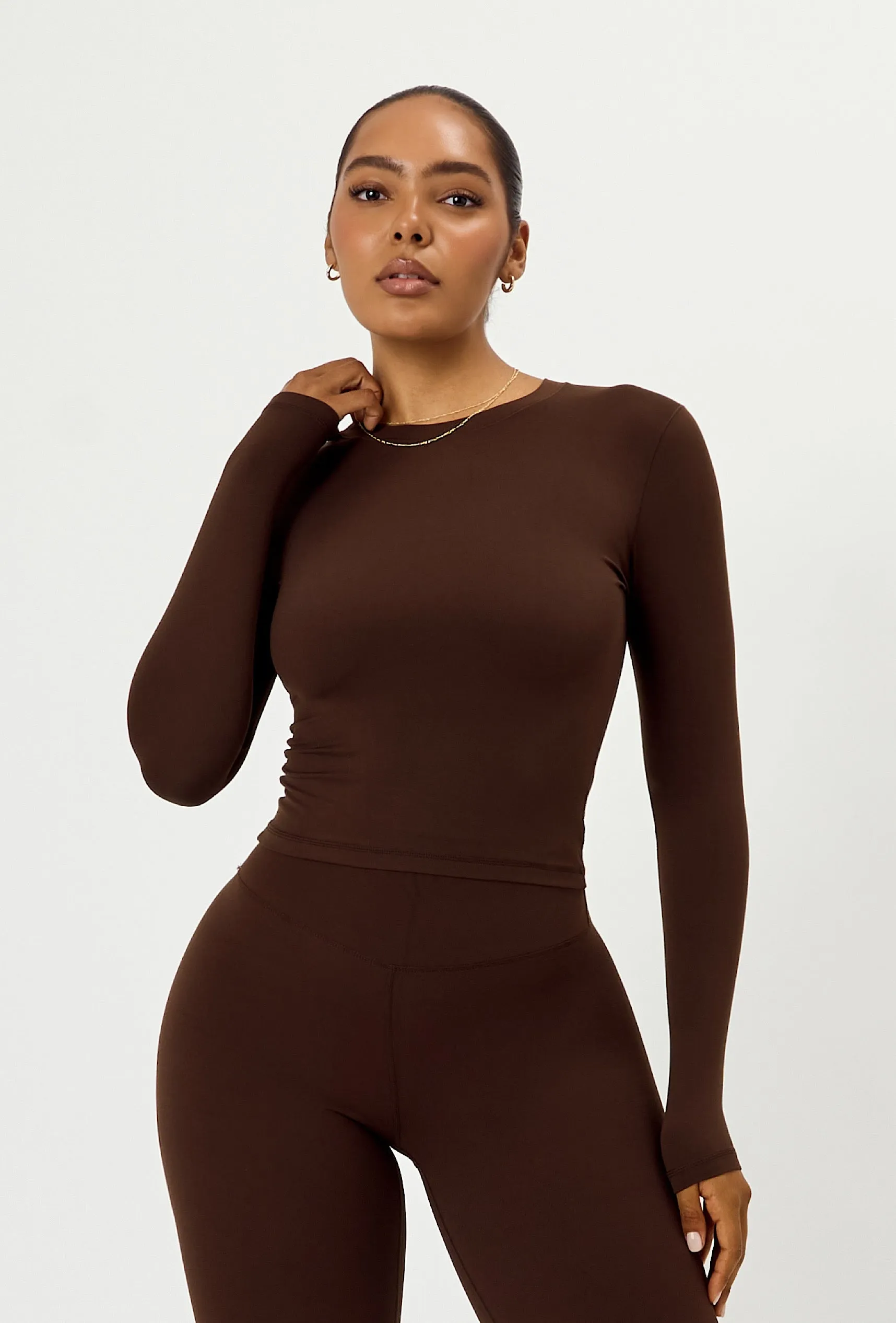 Cloudform Long Sleeve Crop - Espresso sold by Matte Collection