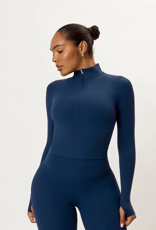 Contour Half Zip Crop - Navy made by Matte Collection