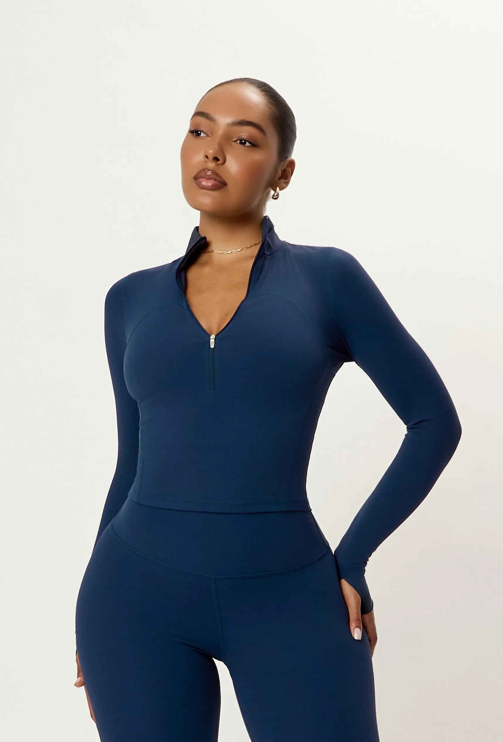 Contour Half Zip Crop - Navy sold by Matte Collection product image thumbnail 3