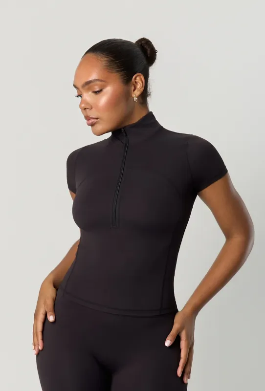 Contour Half Zip Short Sleeve - Black made by Matte Collection